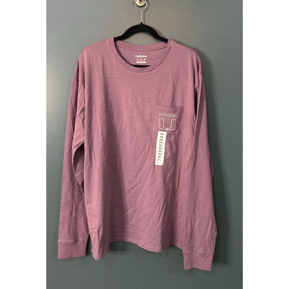 NWT XXL University of Miami Purple Long Sleeve Pocket Tee